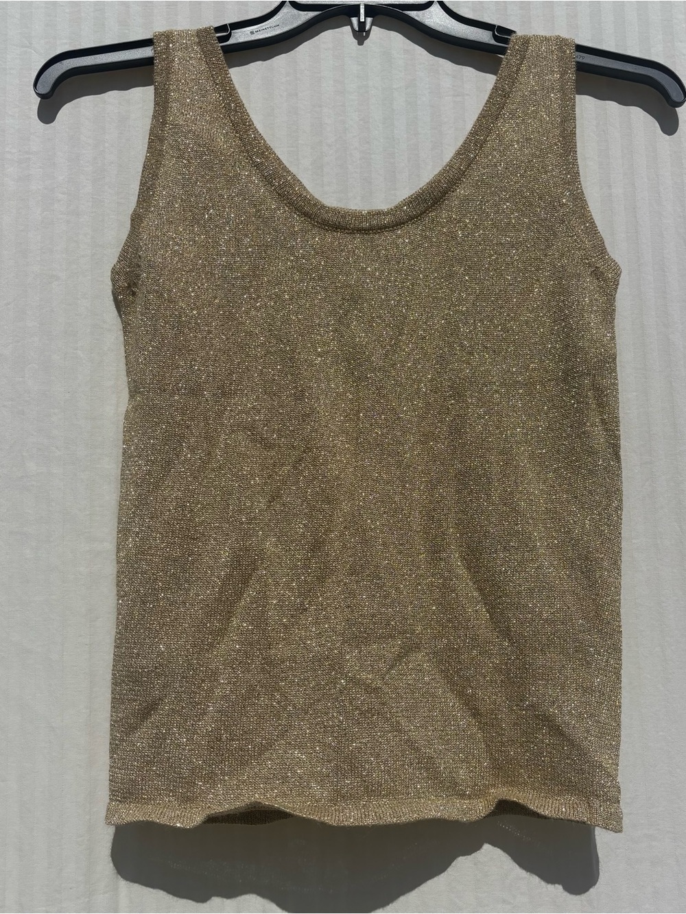 90s Sleeveless Metallic Knit Tank Top in Gold